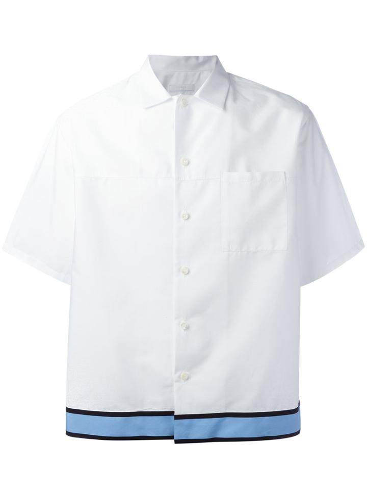 Prada Shortsleeved Shirt, Men's, Size: Small, White, Cotton