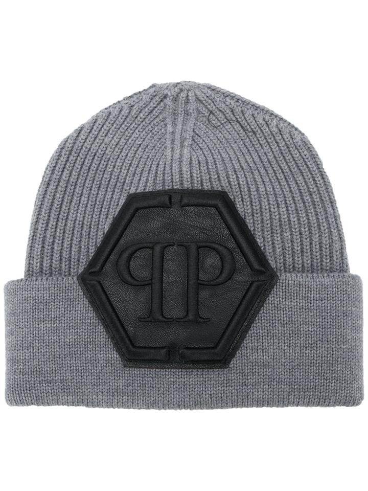 Philipp Plein Logo Plaque Beanie - Grey
