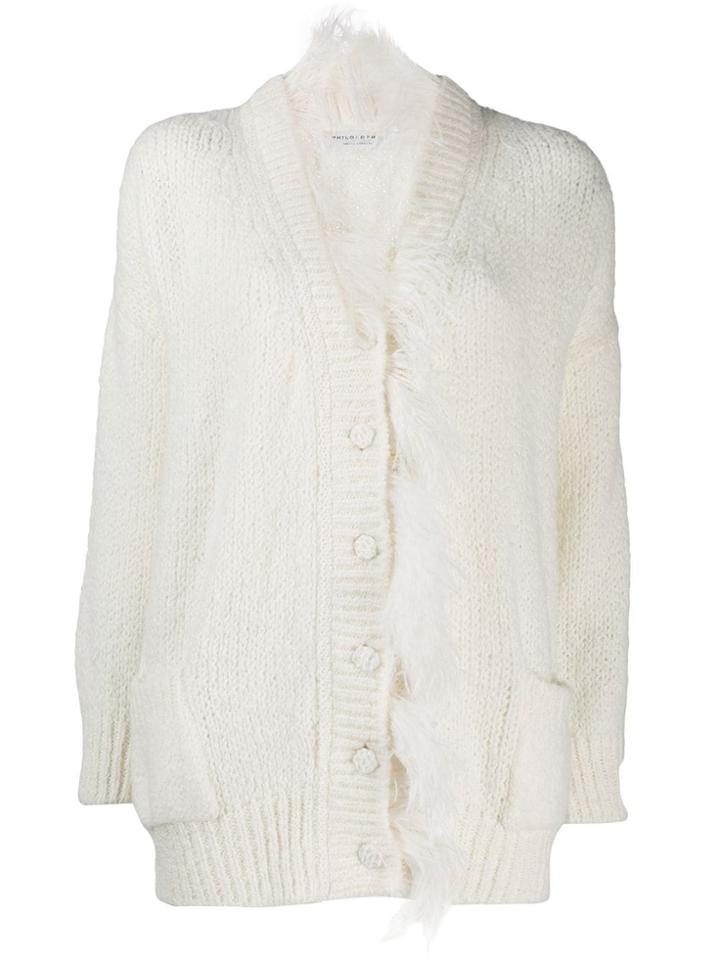 Philosophy Di Lorenzo Serafini Feathered Trim Cardigan - White