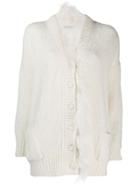 Philosophy Di Lorenzo Serafini Feathered Trim Cardigan - White