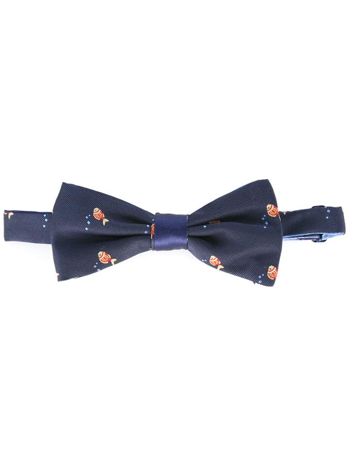 Canali Woven Fish Bow Tie - Blue
