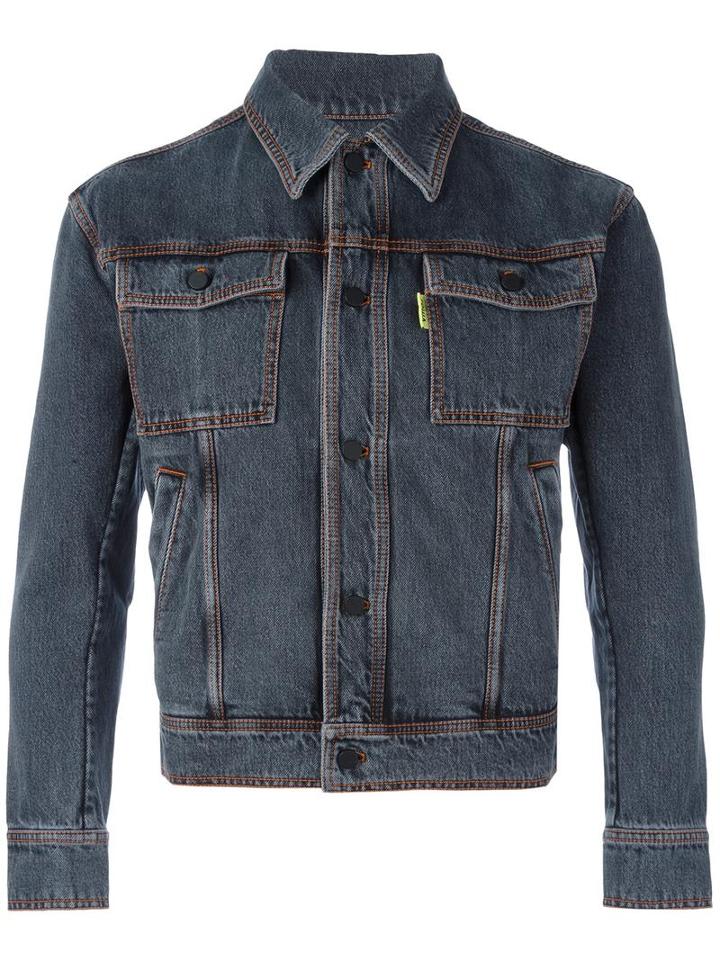 Gosha Rubchinskiy Cropped Denim Jacket, Men's, Size: Medium, Grey, Cotton