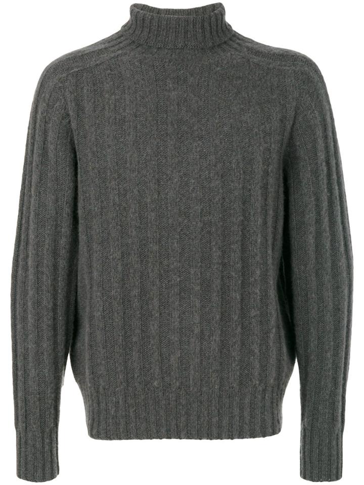 Tom Ford Roll Neck Ribbed Jumper - Grey
