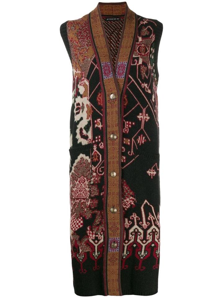 Etro Embroidered Sleeveless Cardigan - Brown