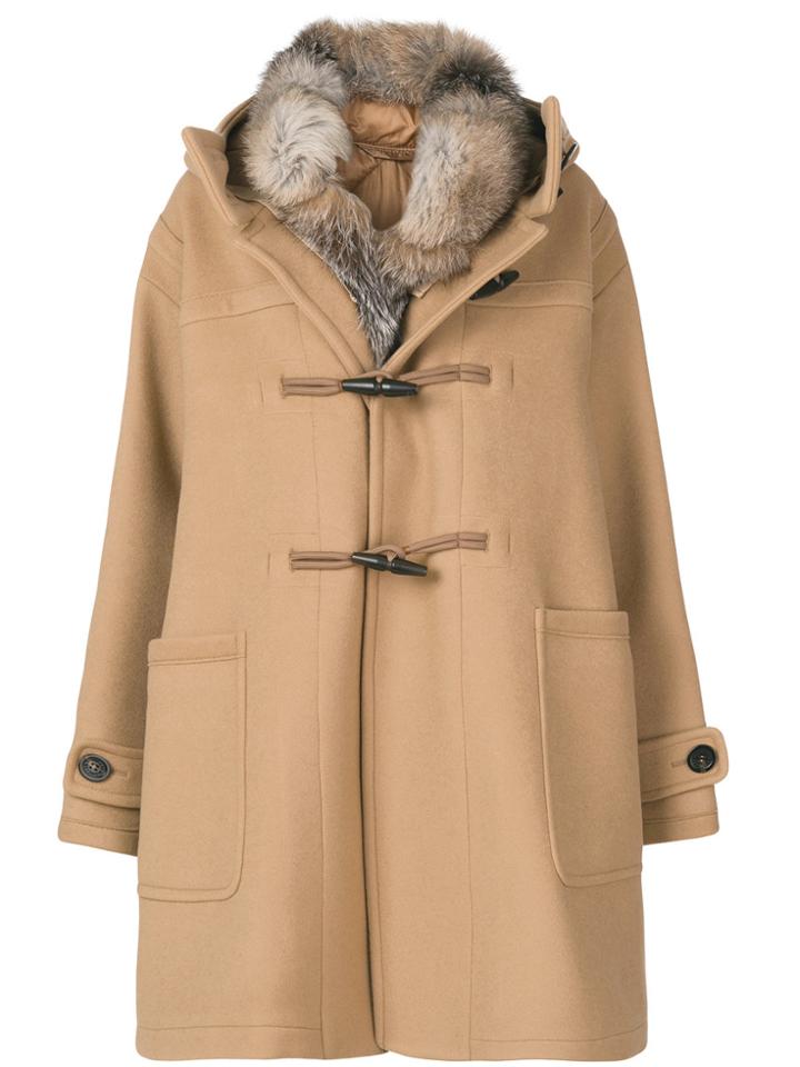 Moncler Fur Lined Narcissus Coat - Nude & Neutrals