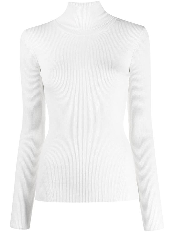 Closed Fitted Ribbed Jumper - Neutrals