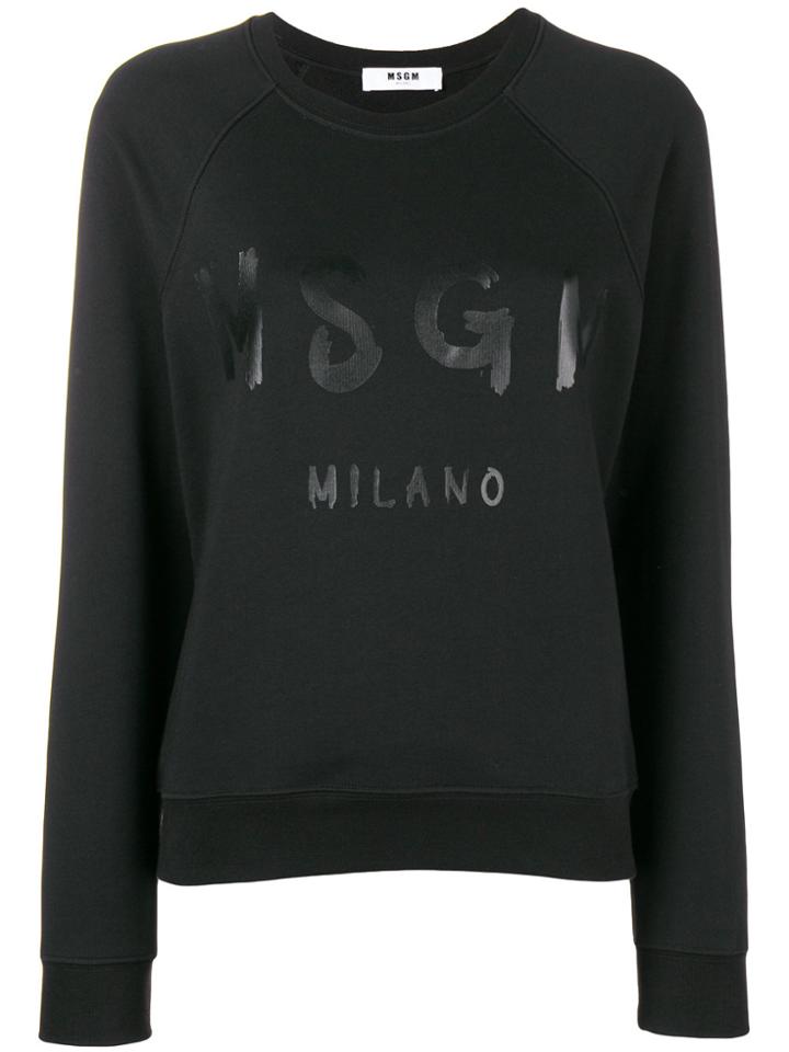 Msgm Logo Crew Neck Sweatshirt - Black