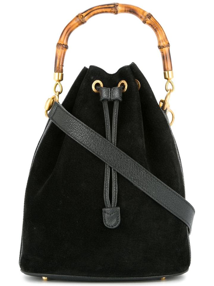 Gucci Vintage Gucci Bamboo 2way Drawstring Hand Bag Black
