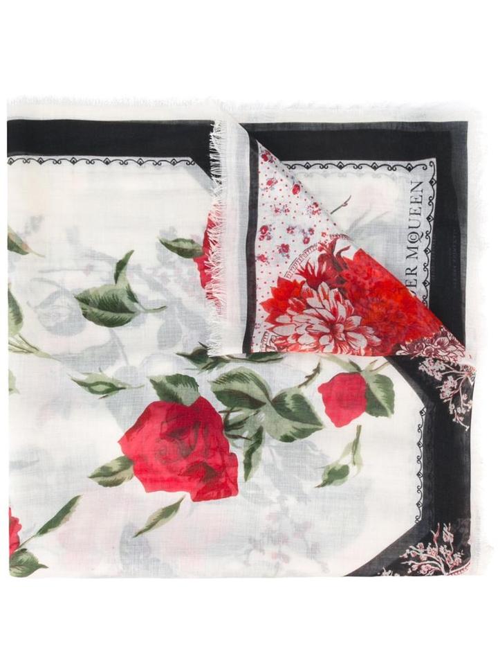 Alexander Mcqueen Floral Print Scarf, Women's, Silk/modal