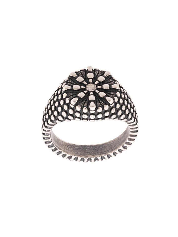 Nialaya Jewelry Engraved Pattern Ring - Silver