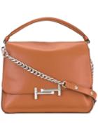 Tod's Double T Shoulder Bag, Women's, Brown, Leather