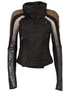 Rick Owens Stylised Biker Jacket, Women's, Size: 46, Black, Silk/cotton/calf Leather/virgin Wool