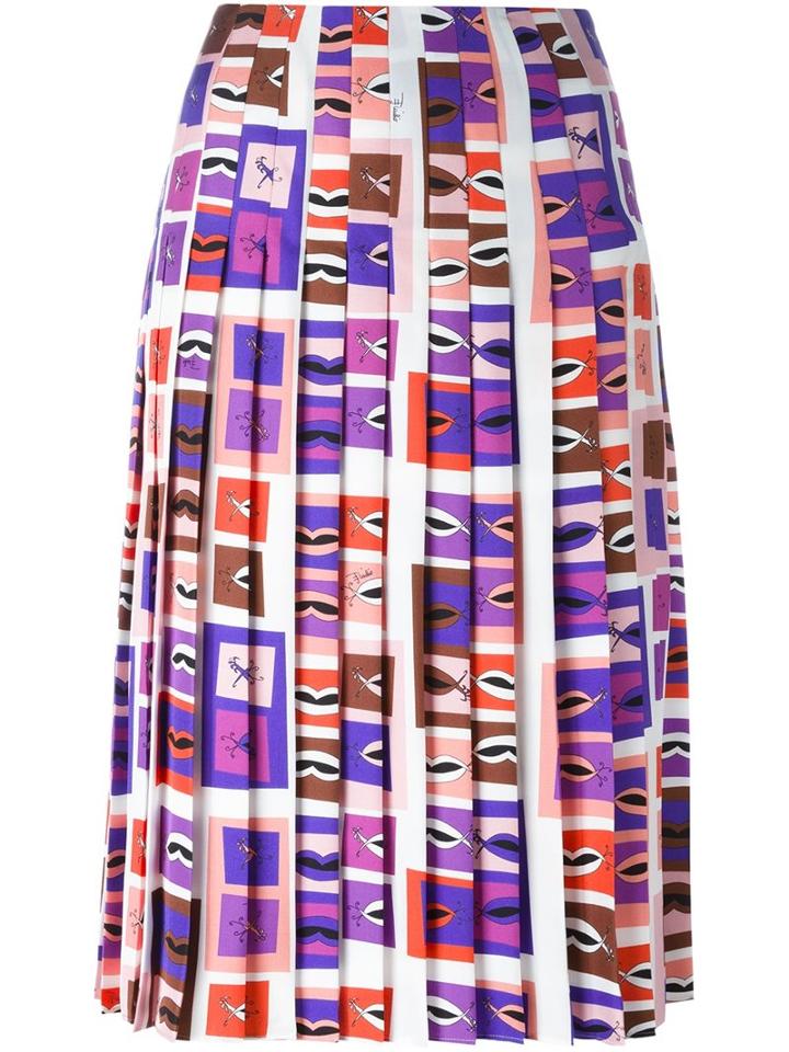 Emilio Pucci 'lips' Print Pleated Skirt