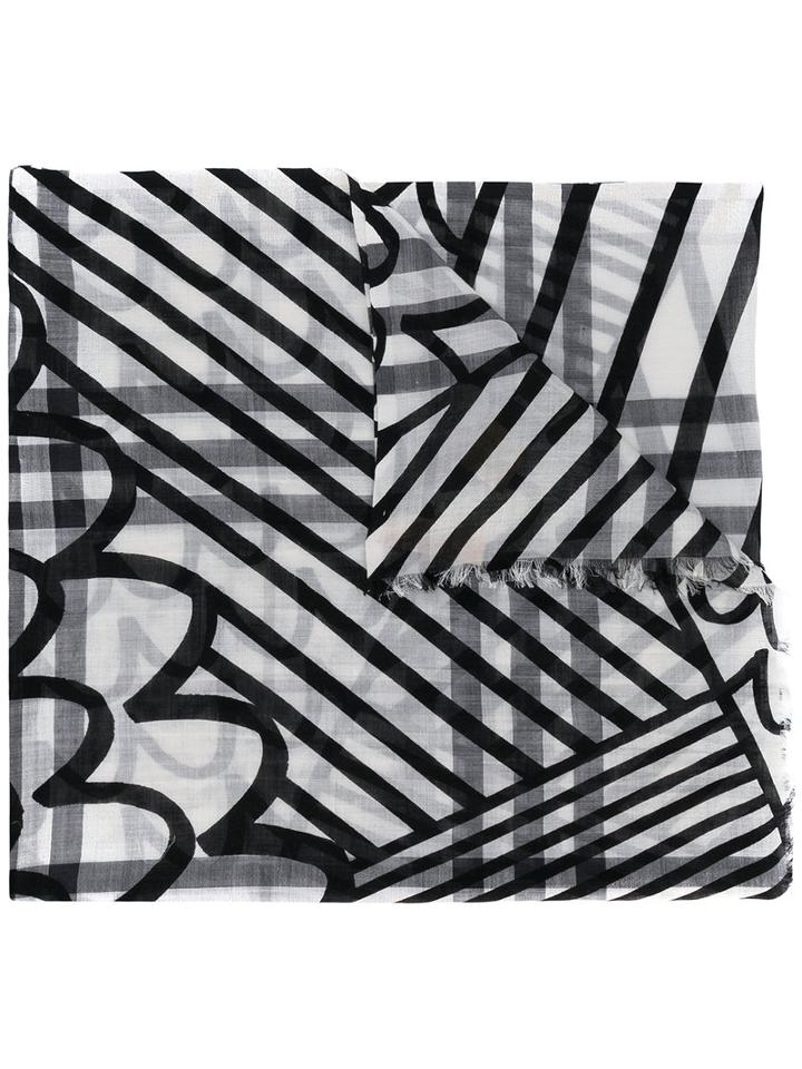 Burberry - Painted Patchwork Scarf - Women - Silk/wool - One Size, White, Silk/wool