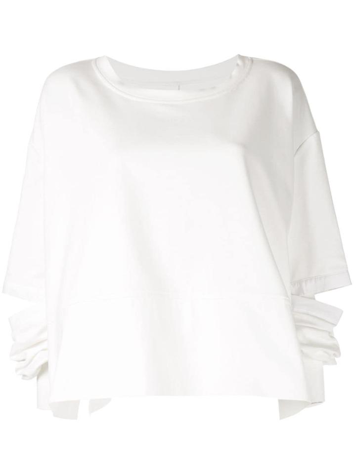 Taylor Slit Sleeve Cropped Top - White