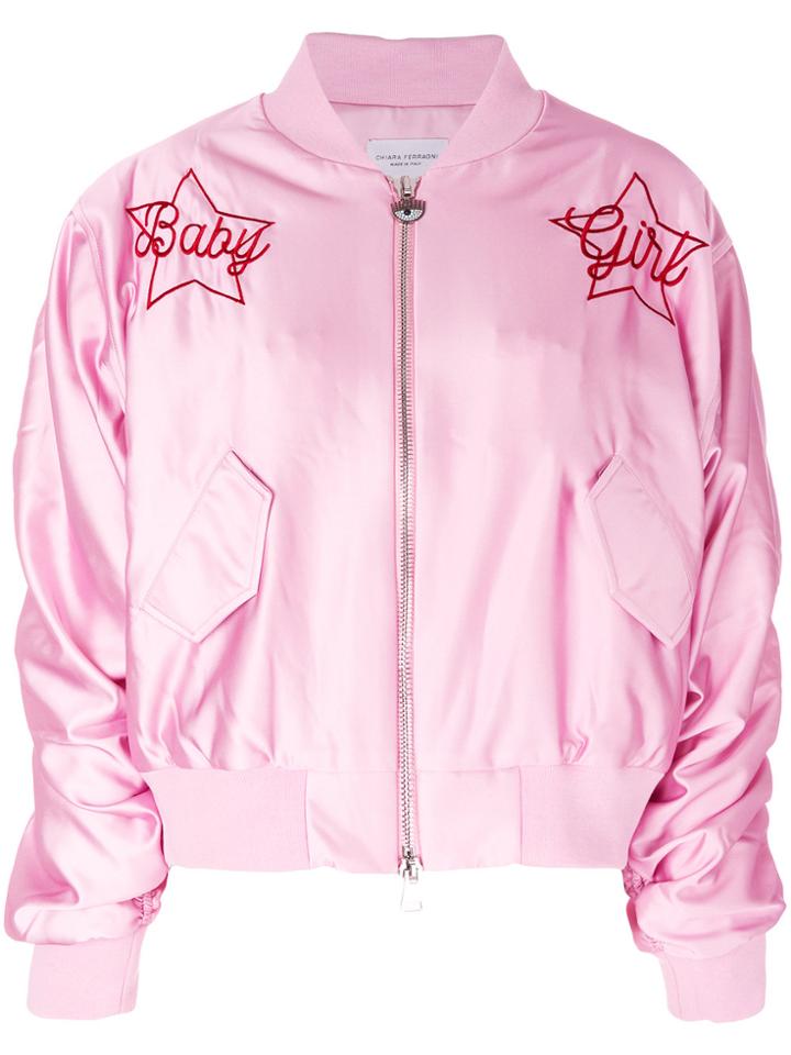 Chiara Ferragni Embroidered Bomber Jacket - Pink & Purple