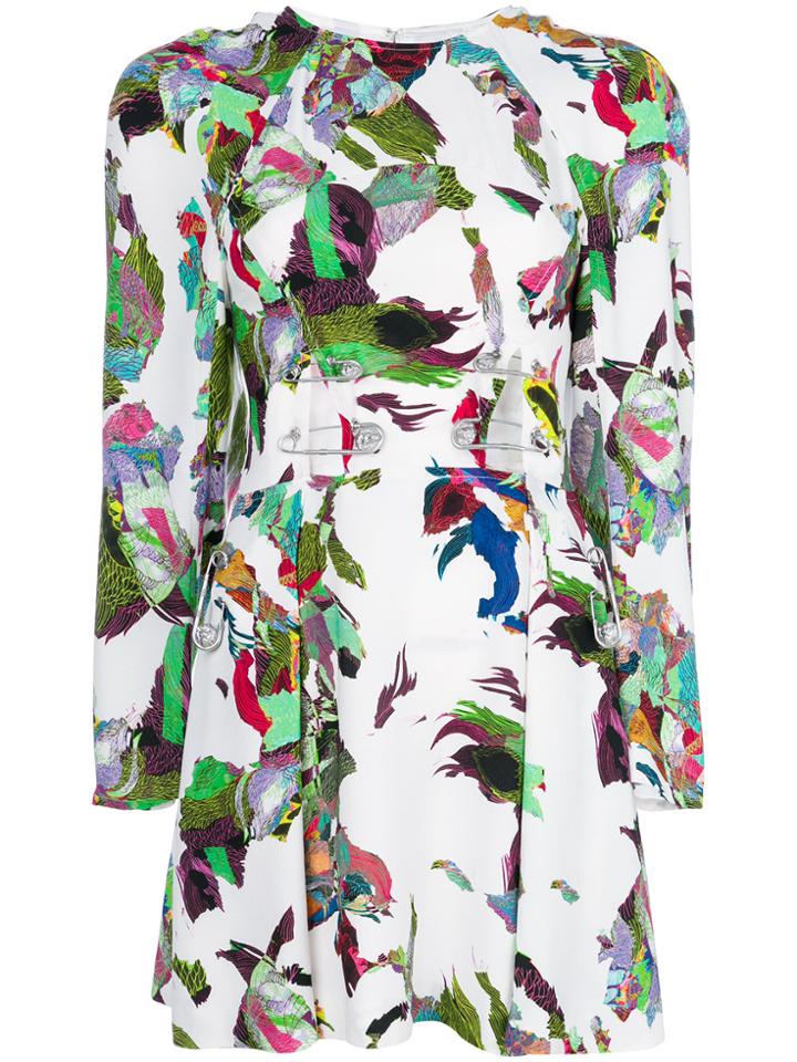 Versus Bird Print Cut Out Dress - Multicolour