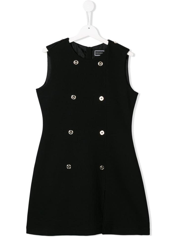 Young Versace Teen Buttoned Sleeveless Dress - Black