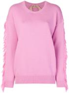 No21 Fringe Trim Sweater - Pink & Purple