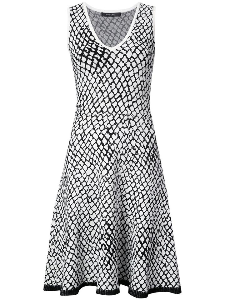 Geometric Print Flared Dress - Women - Polyester/viscose - Xs, Black, Polyester/viscose, Derek Lam