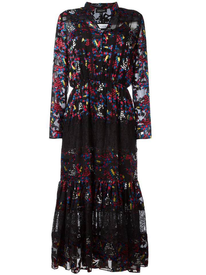 Saloni Devore Dress, Women's, Size: 10, Black, Silk/rayon/nylon