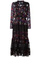 Saloni Devore Dress, Women's, Size: 10, Black, Silk/rayon/nylon