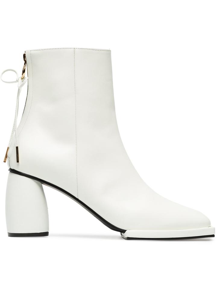 Reike Nen White 80 Square Toe Leather Ankle Boots