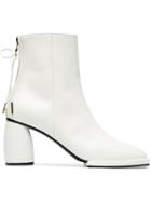 Reike Nen White 80 Square Toe Leather Ankle Boots