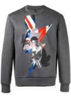 Neil Barrett British Rock Band Print Sweatshirt, Men's, Size: Small, Grey, Cotton/viscose/polyurethane/spandex/elastane