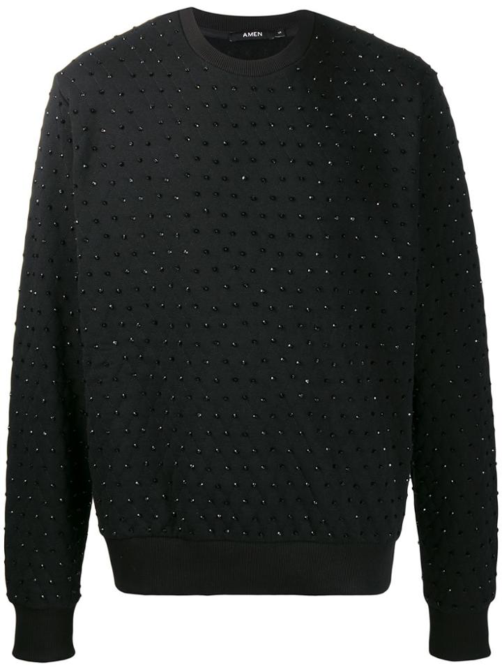 Amen Crystal Detail Sweatshirt - Black