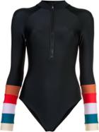 Cynthia Rowley Shock Wave Electric Stripe Surf Suit - Black