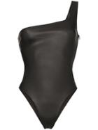 Sprwmn One-shoulder Stretch-leather Bodysuit - Black
