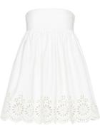 Miu Miu Strapless Laser-cut Dress - White