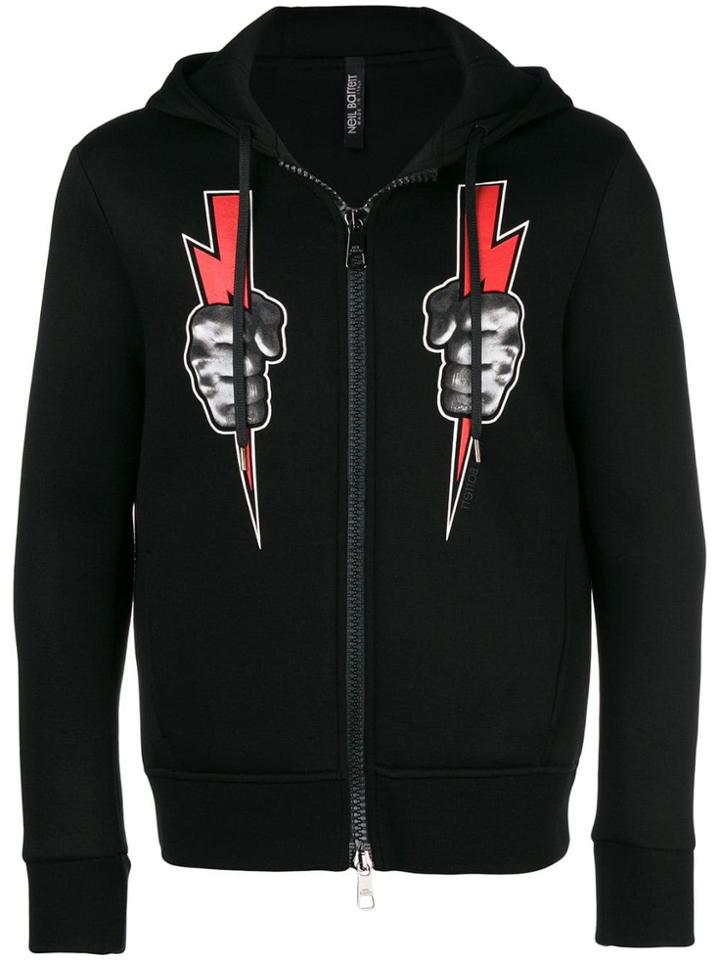 Neil Barrett Hand Of Zeus Full-zip Hoodie - Black