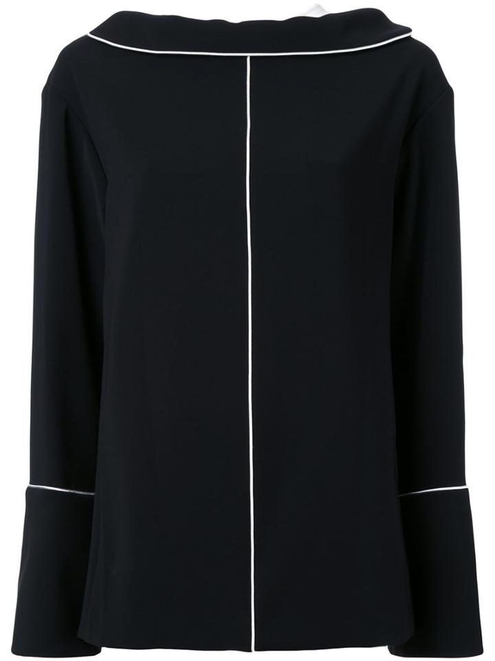 Irene Stitch Detail Reversed Shirt, Women's, Size: 36, Black, Polyester/polyurethane