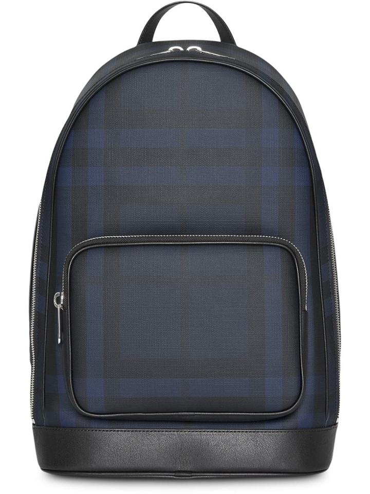 Burberry London Check And Leather Backpack - Blue