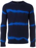 Roberto Collina Blurry Stripes Jumper, Men's, Size: 48, Blue, Merino