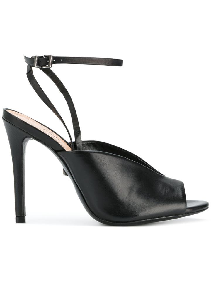 Schutz Peep Toe Sandals - Black