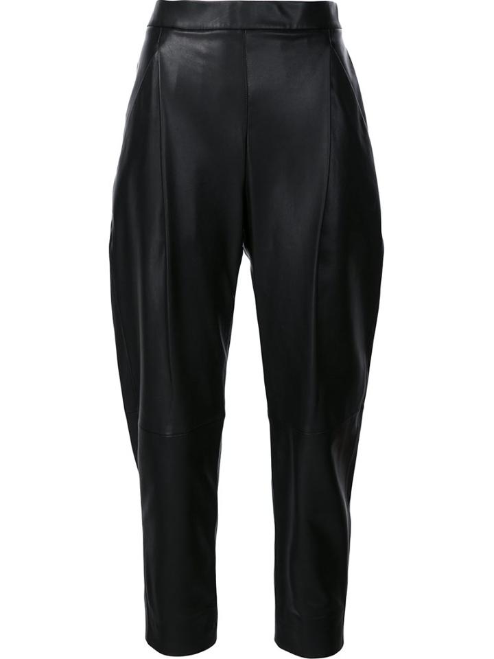 Vince Cropped Tapered Trousers, Women's, Size: Medium, Black, Lamb Skin