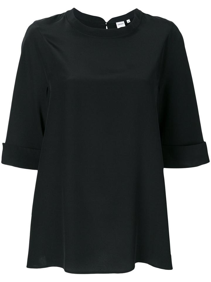 Aspesi Turn Up Sleeve Blouse - Black