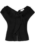 Carven Decolette Ruffled Blouse - Black