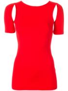 Helmut Lang Cutout Sleeve Top - Red