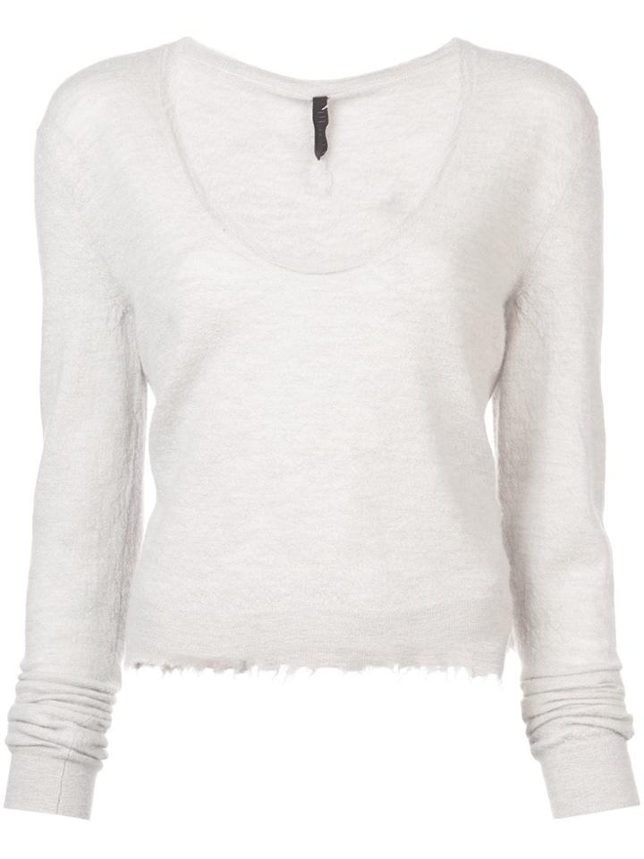 Unravel Project Distressed Low-neck Top - Grey