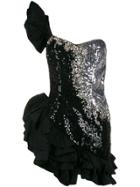 Amen Ruffled Sequin-embellished Dress - Black