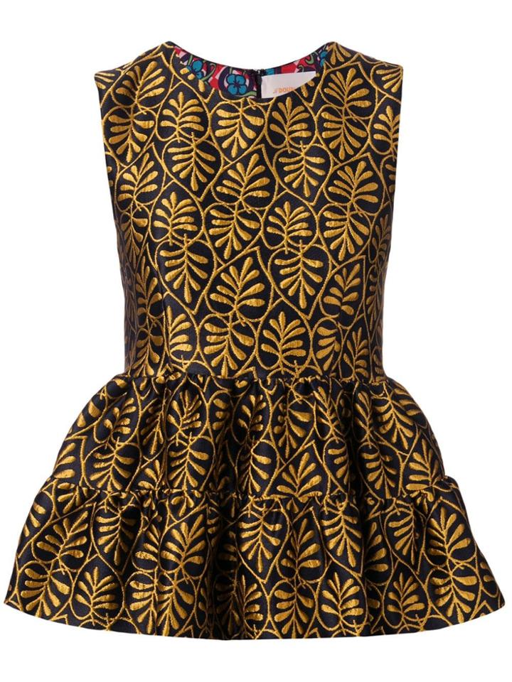 La Doublej Floral Embroidered Top - Yellow & Orange