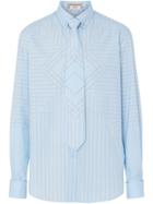 Burberry Button-down Collar Geometric Print Cotton Shirt - Blue
