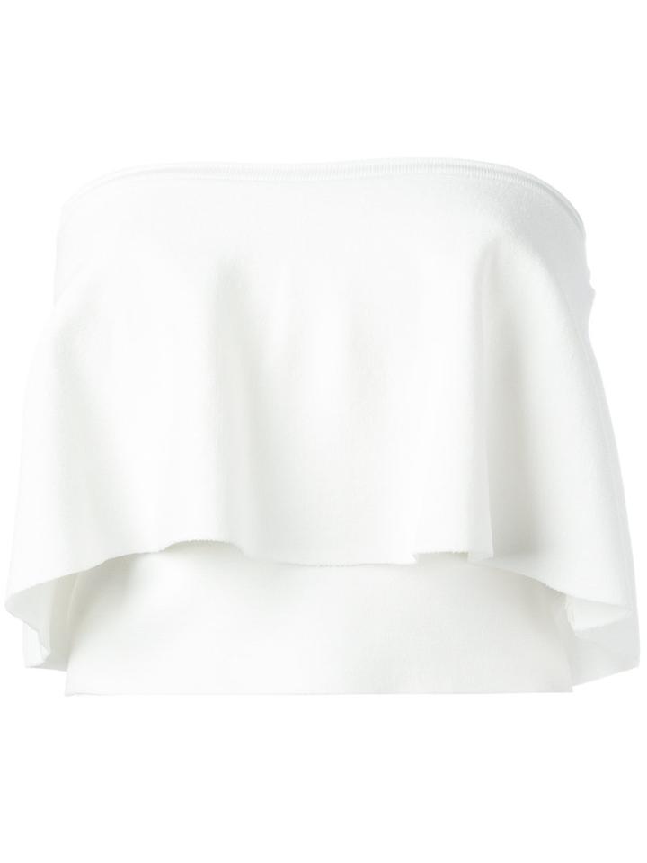 Milly Strapless Flounce Top, Women's, Size: Small, White, Polyester/spandex/elastane/viscose