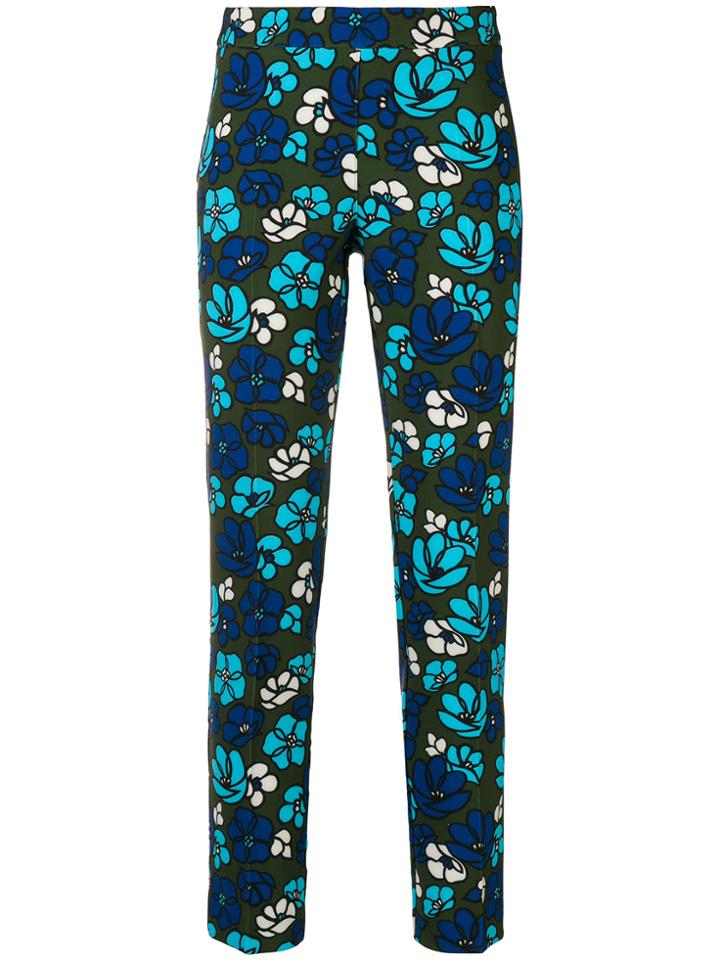 P.a.r.o.s.h. Floral Fitted Trousers - Blue