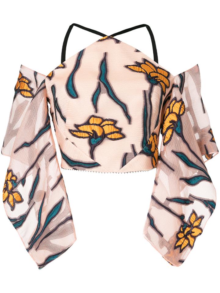 Roland Mouret Floral Embroidered Blouse - Nude & Neutrals