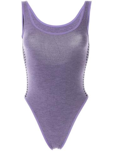 Nagnata Nami Side Stripe Leotard - Purple